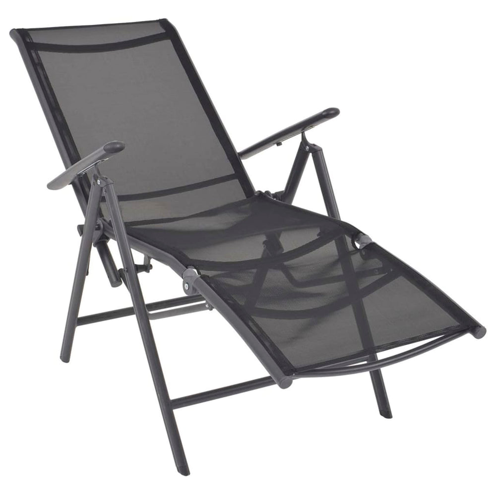 Reclining Deck Chair Aluminum And Textilene Black