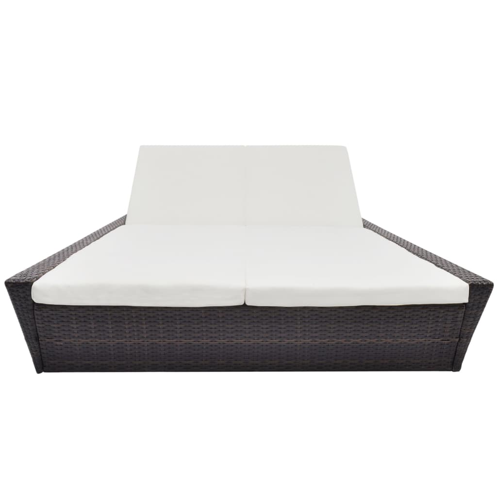 Patio Lounge Bed With Cushion Poly Rattan