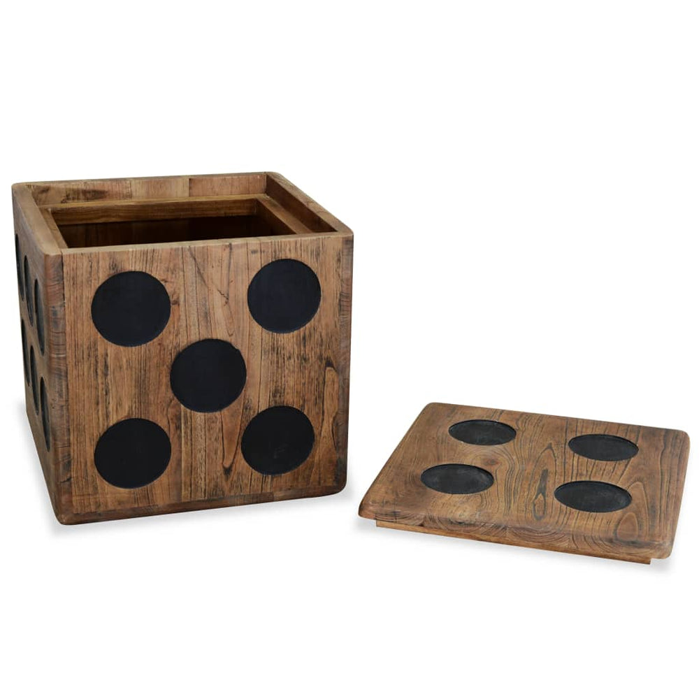 Storage Box Mindi Wood 15.7&quot;X15.7&quot;X15.7&quot; Dice Design