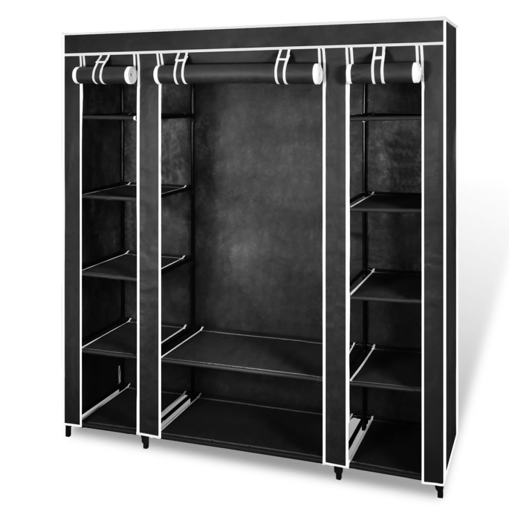 Fabric Wardrobe With Compartments And Rods 7.7&quot;X59&quot;X69&quot;
