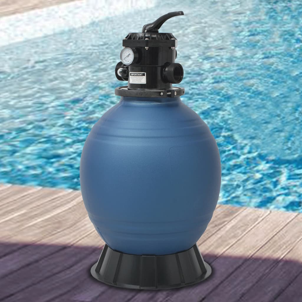 Pool Sand Filter With 6 Position Valve Blue 18 Inch