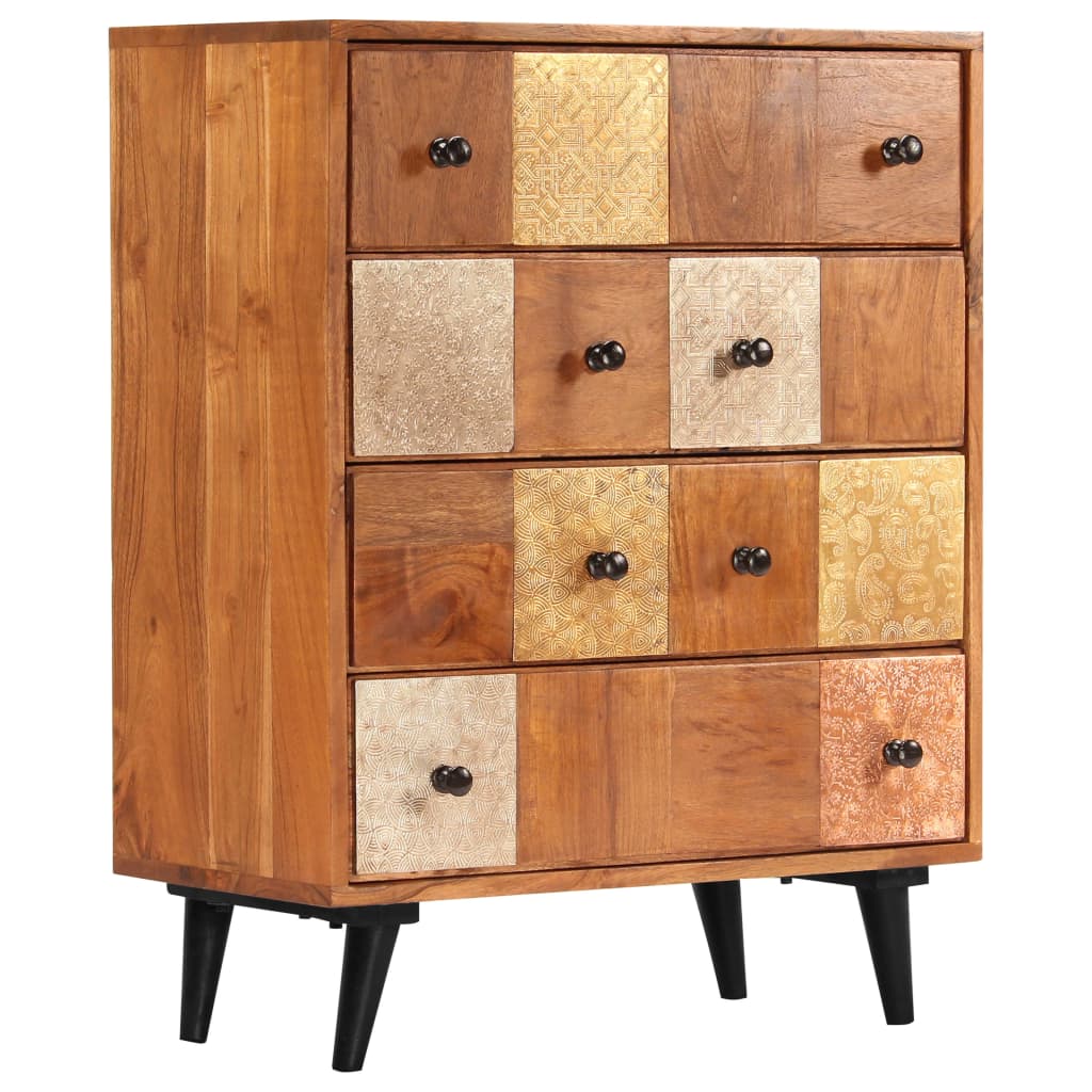 Chest Of Drawers 23.6&quot;X.8&quot;X29.5&quot; Solid Acacia Wood