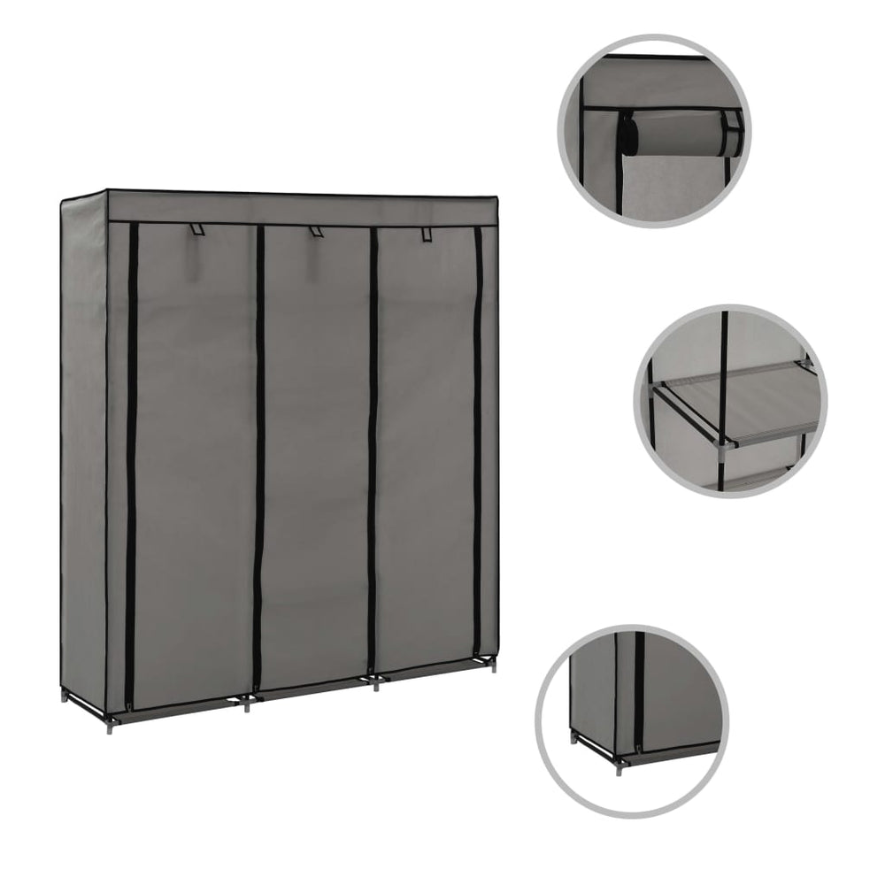 Wardrobe With Compartments And Rods 59.&quot;X7.7&quot;X68.9&quot; Fabric