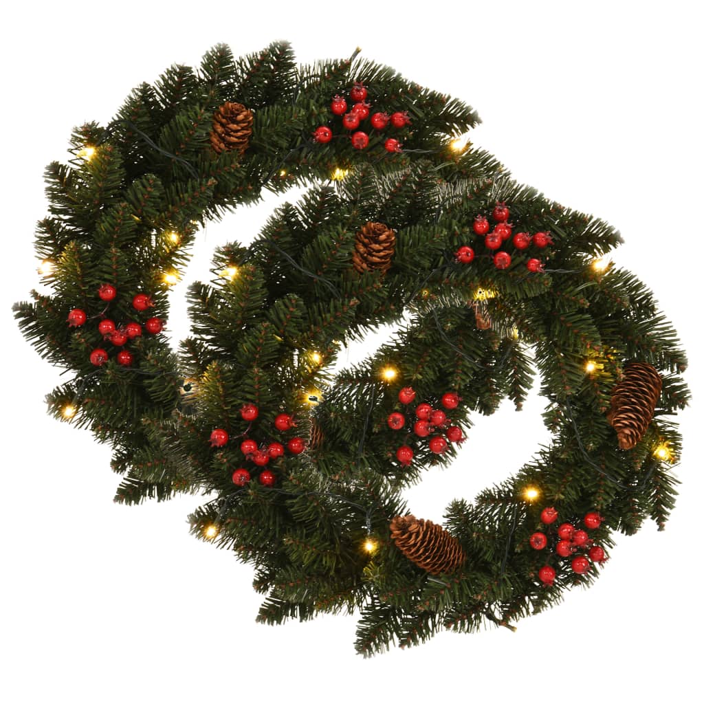 Christmas Wreaths 2 Pcs With Decoration Green 1 Ft