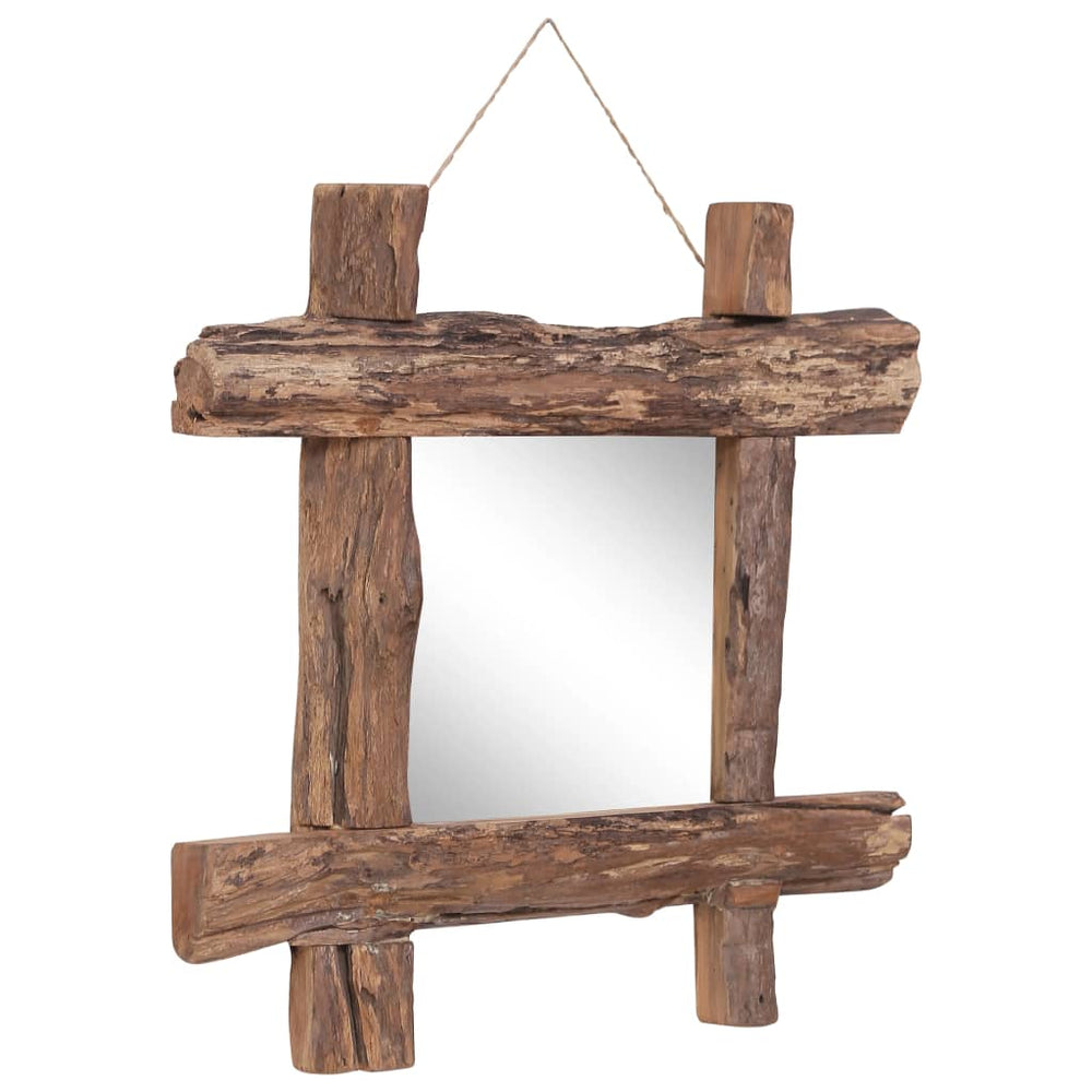 Log Mirror Natural 9.7&quot;X9.7&quot; Solid Reclaimed Wood