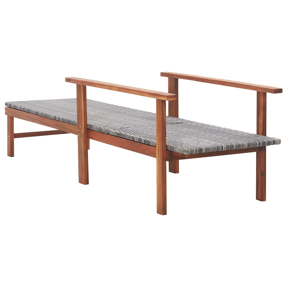 Sun Lounger Poly Rattan And Solid Acacia Wood Gray
