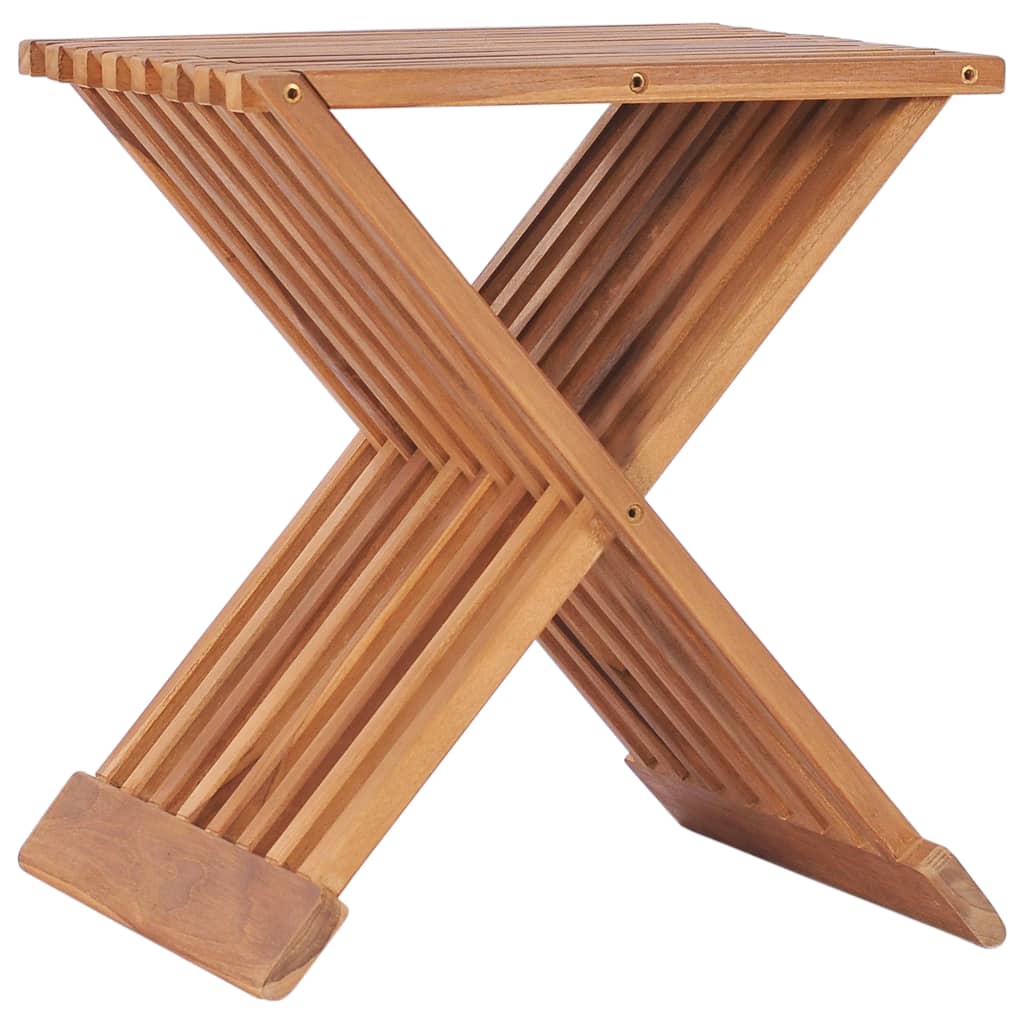 Folding Stool 15.7&quot;X12.6&quot;X17.7&quot; Solid Teak Wood