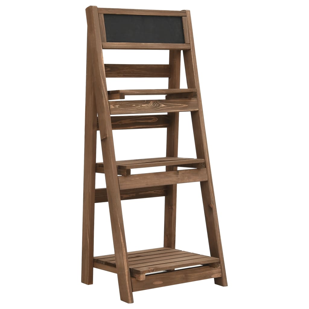3-Tier Plant Stand With Blackboard 15.7&quot;X11.8&quot;X35.4&quot; Solid Fir Wood