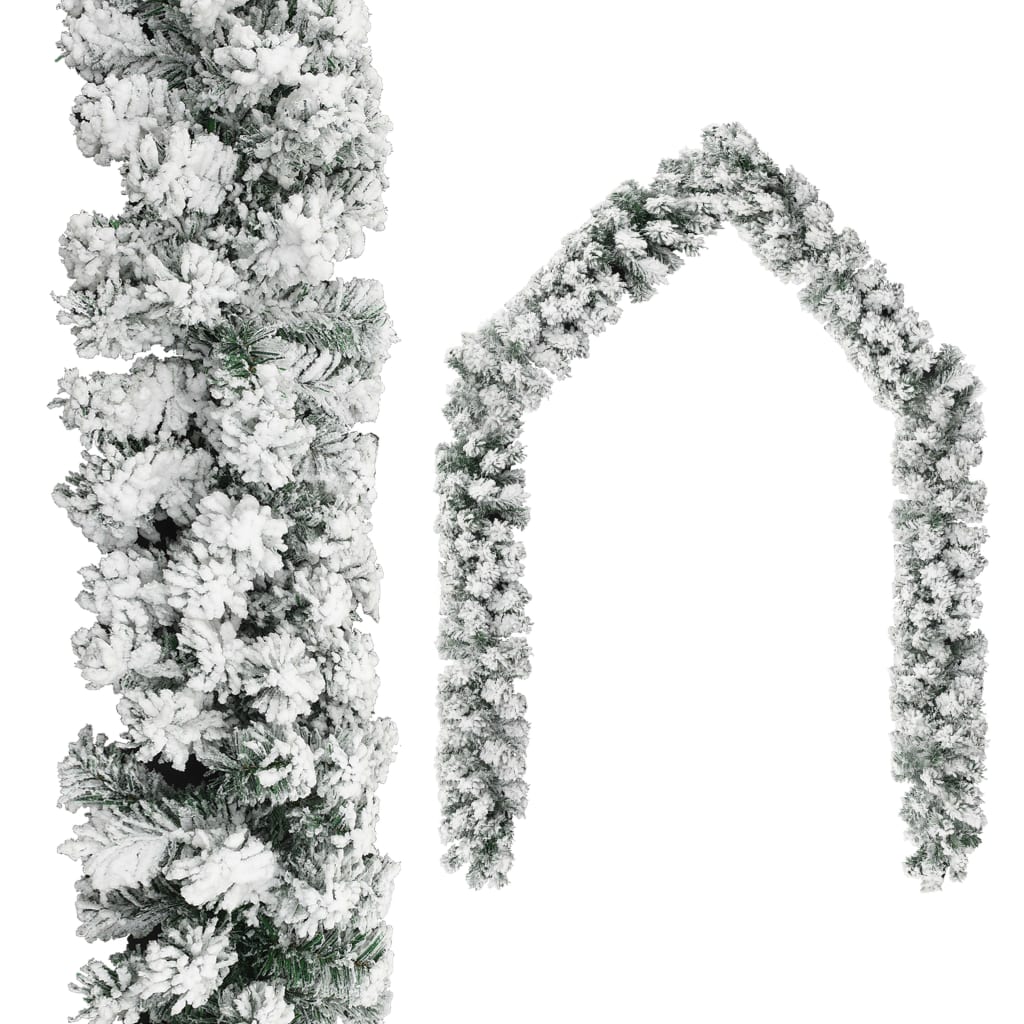 Christmas Garland With Flocked Snow Green 6 Ft Pvc