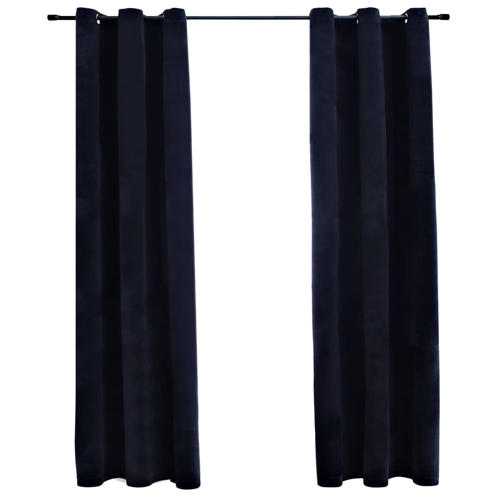 Blackout Curtains With Rings 2 Pcs Black 37&quot;X84&quot; Velvet