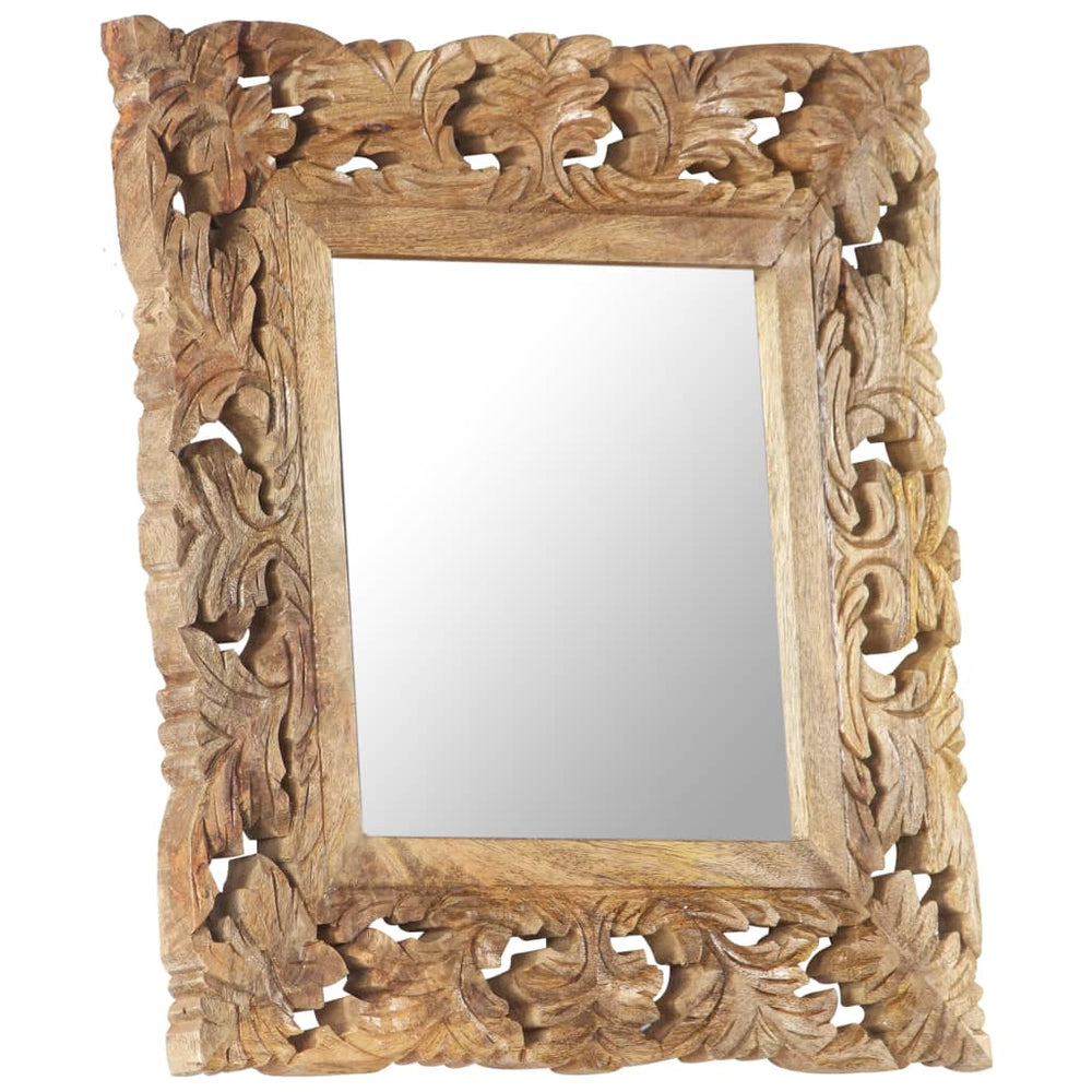 Hand Carved Mirror Solid Mango Wood