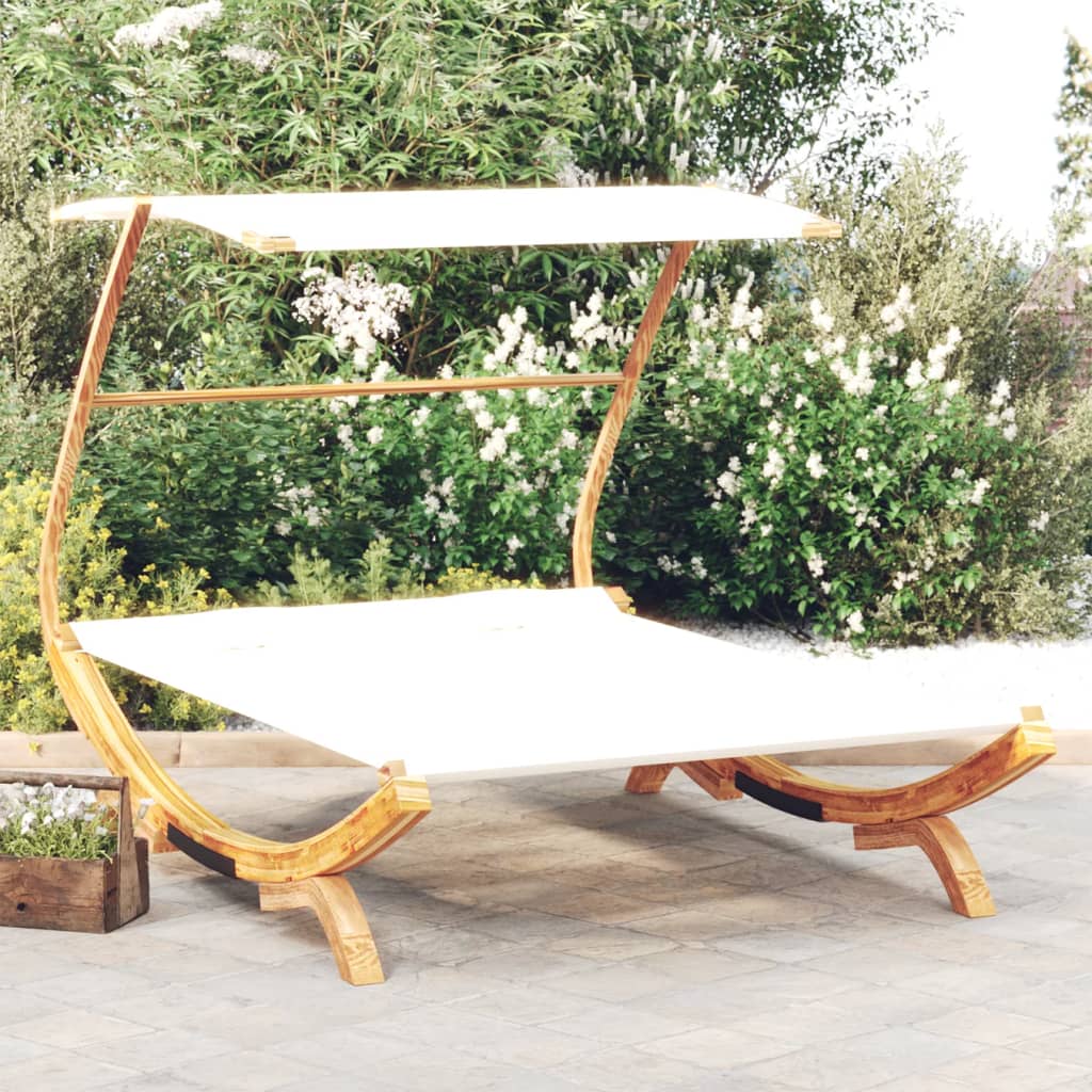 Patio Lounge Bed With Canopy Solid Bent Wood