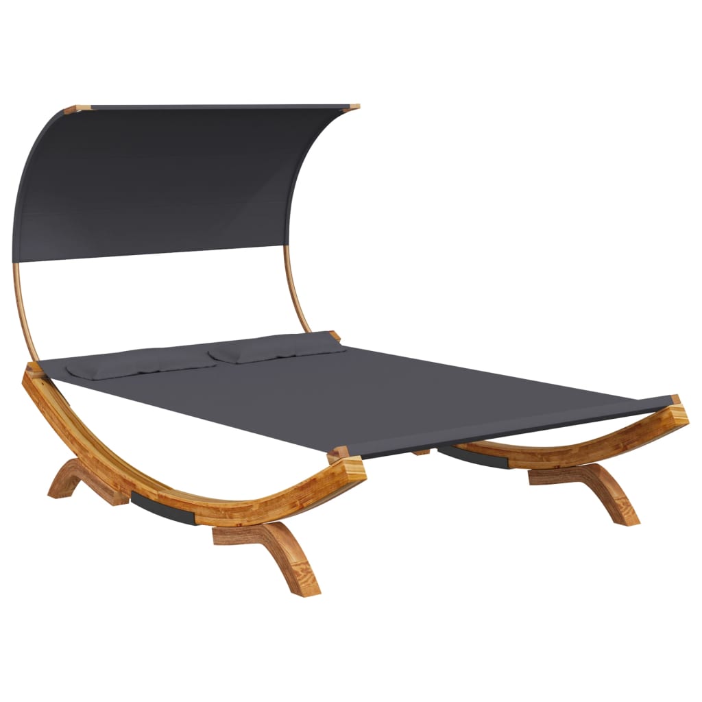 Patio Lounge Bed With Canopy Solid Bent Wood