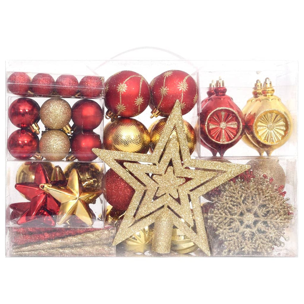 08 Piece Christmas Bauble Set And Red