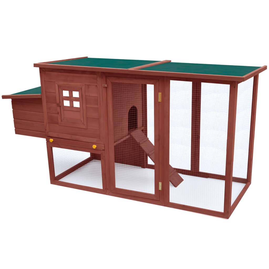 Outdoor Chicken Cage Hen House With 1 Egg Cage Brown Wood