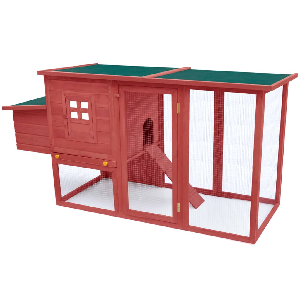 Outdoor Chicken Cage Hen House With 1 Egg Cage Red Wood