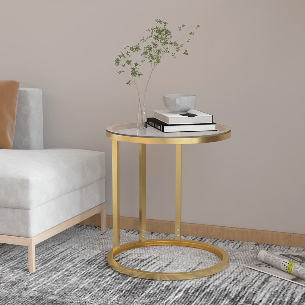 Side Table 7.7&quot; Tempered Glass