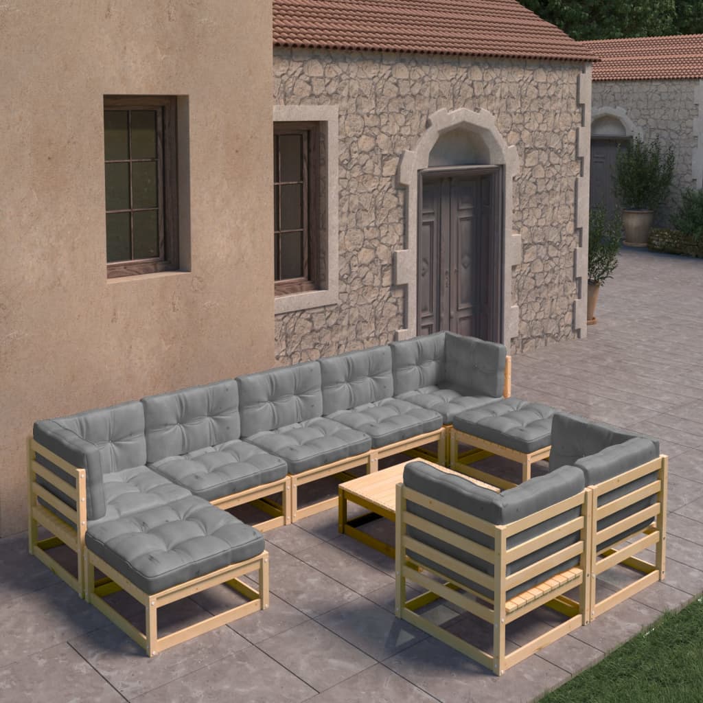 0 Piece Patio Lounge Set With Cushions Solid Wood Pine
