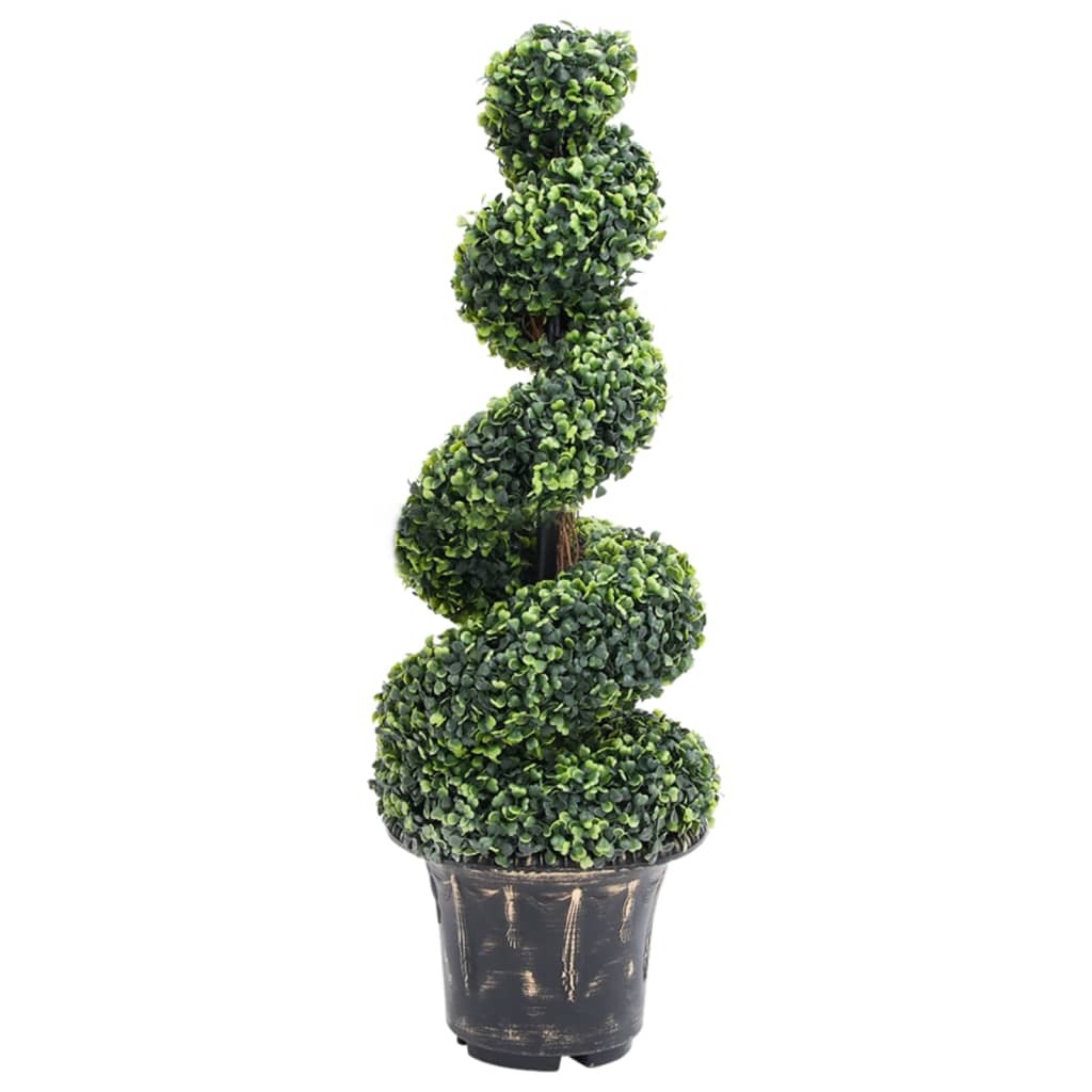 Artificial Boxwood Spiral Plant With Pot Green 39.4&quot;