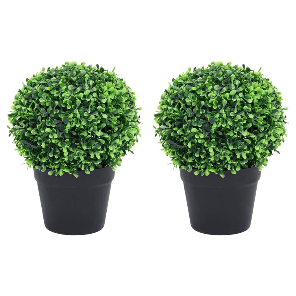 Artificial Boxwood Plants Pcs With Pots Ball Shaped Green 1.6&quot;