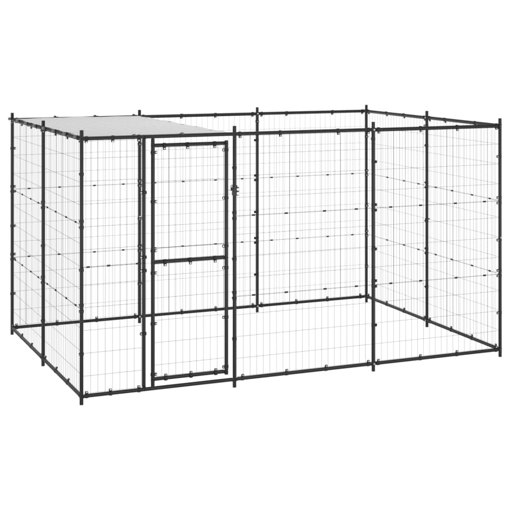 Outdoor Dog Kennel Steel With Roof 78.1 Ft²