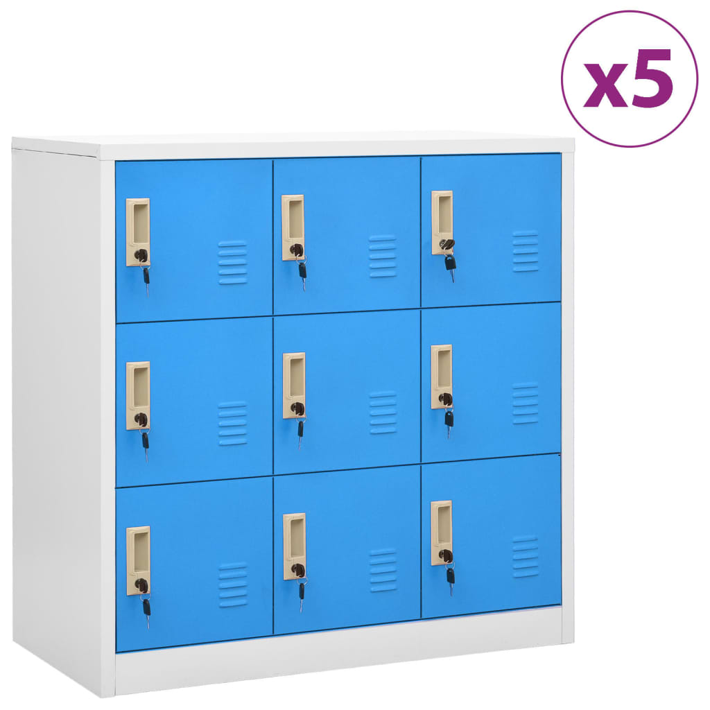 Locker Cabinets Pcs 3.4&quot;X7.7&quot;X36.4&quot; Steel Light Gray And Blue
