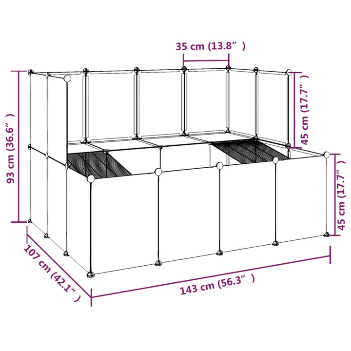 Small Animal Cage 56.3&quot;X42.1&quot;X36.6&quot; Pp And Steel