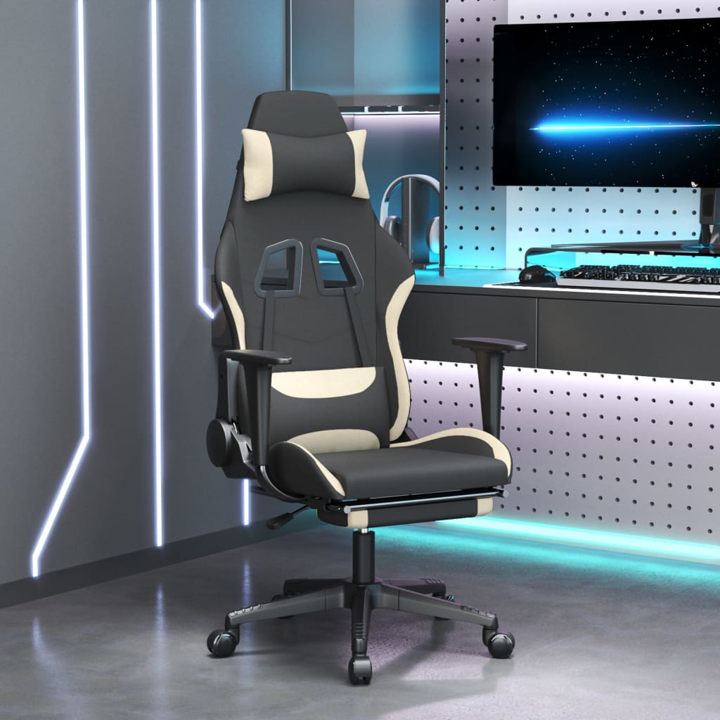 Massage Gaming Chair Black And Fabric