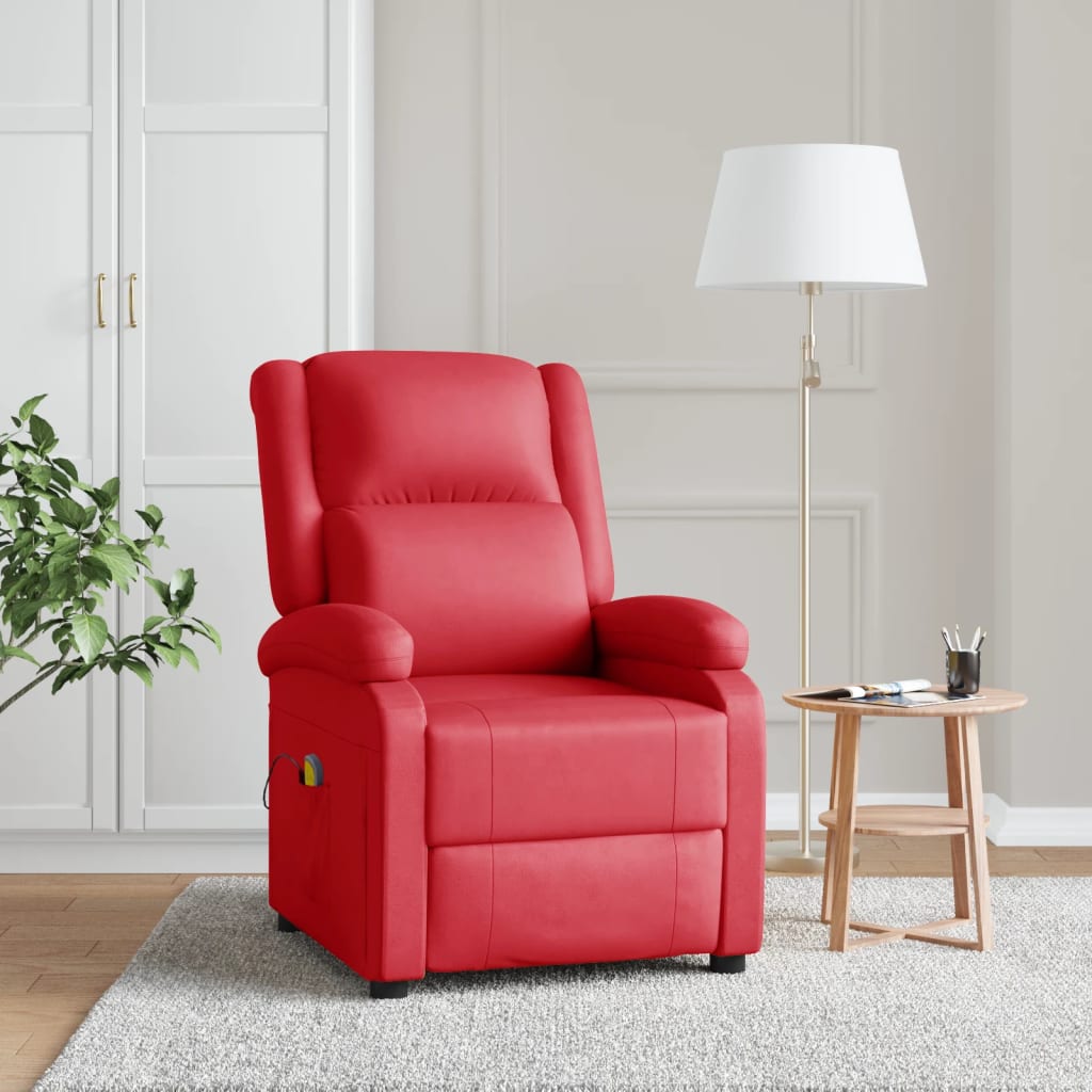 Massage Chair Red Faux Leather