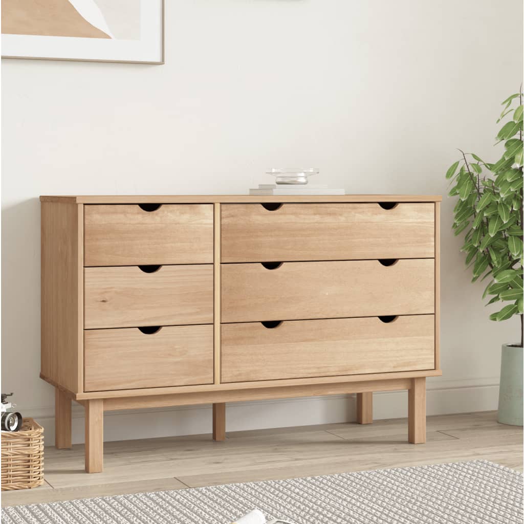 Drawer Cabinet Otta 43.7&quot;X6.9&quot;X28.9&quot; Solid Wood Pine
