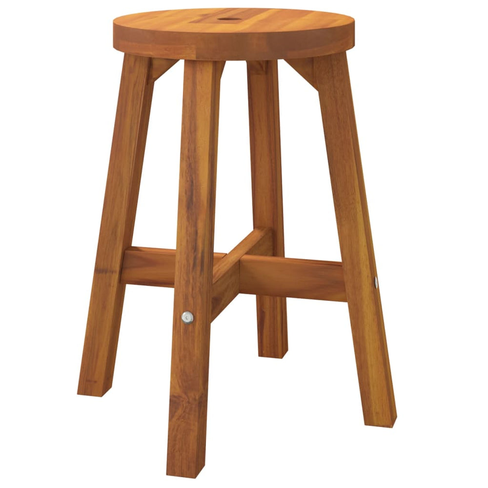 Stool Brown Round Solid Wood Acacia
