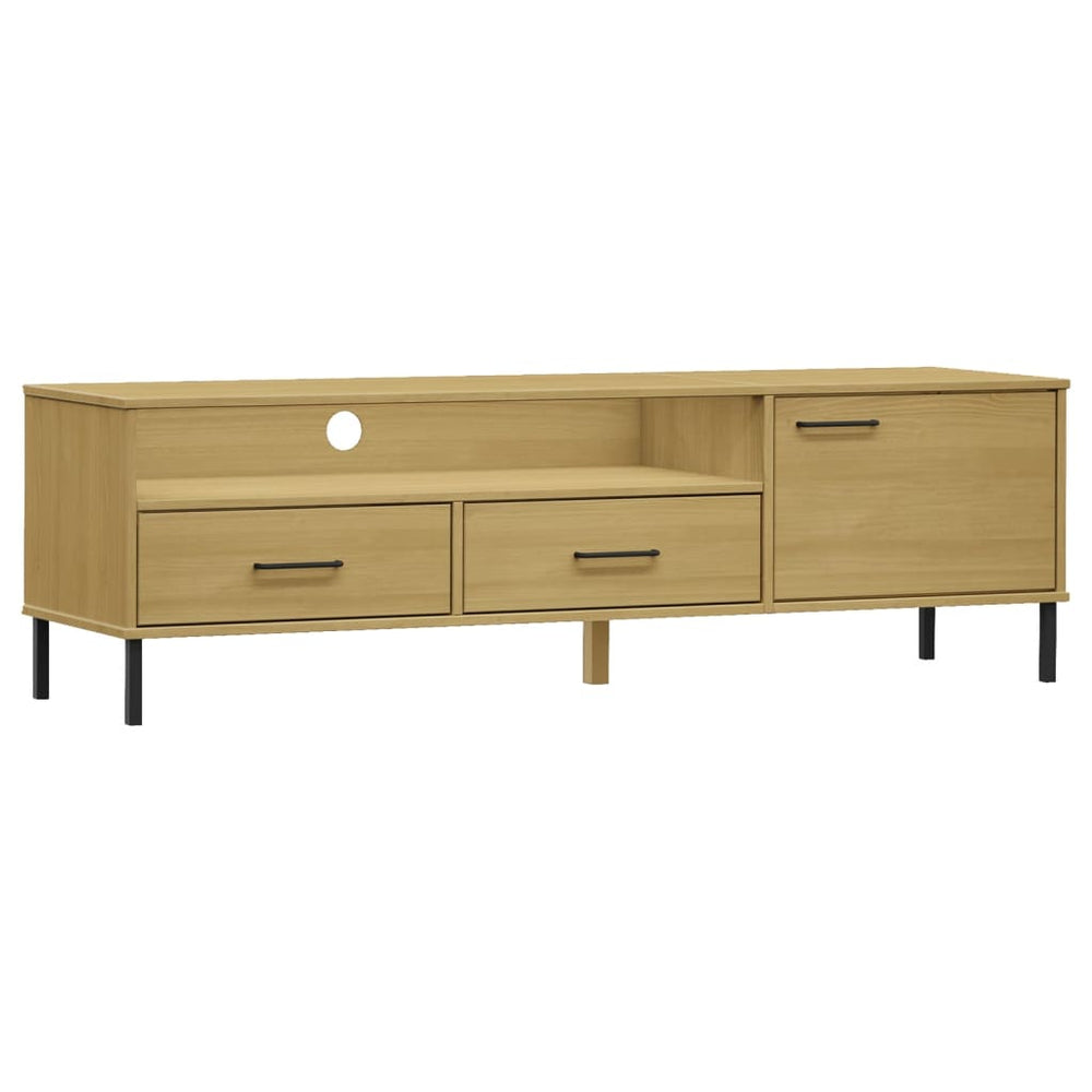 Tv Stand With Metal Legs Solid Wood Pine Oslo