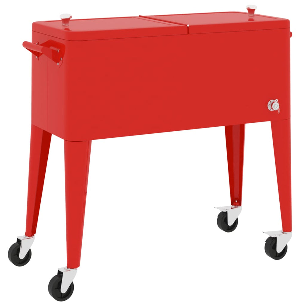 Cooler Cart With Wheels Red 36.2&quot;X16.9&quot;X35&quot;