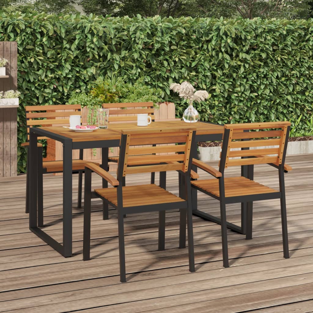 Patio Table With U-Shaped Legs Solid Wood Acacia
