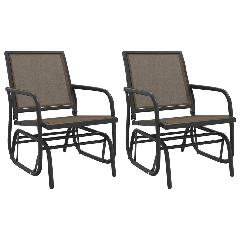 Garden Glider Chairs 2 Pcs Brown 24&quot;X29.9&quot;X34.3&quot; Textilene&Steel