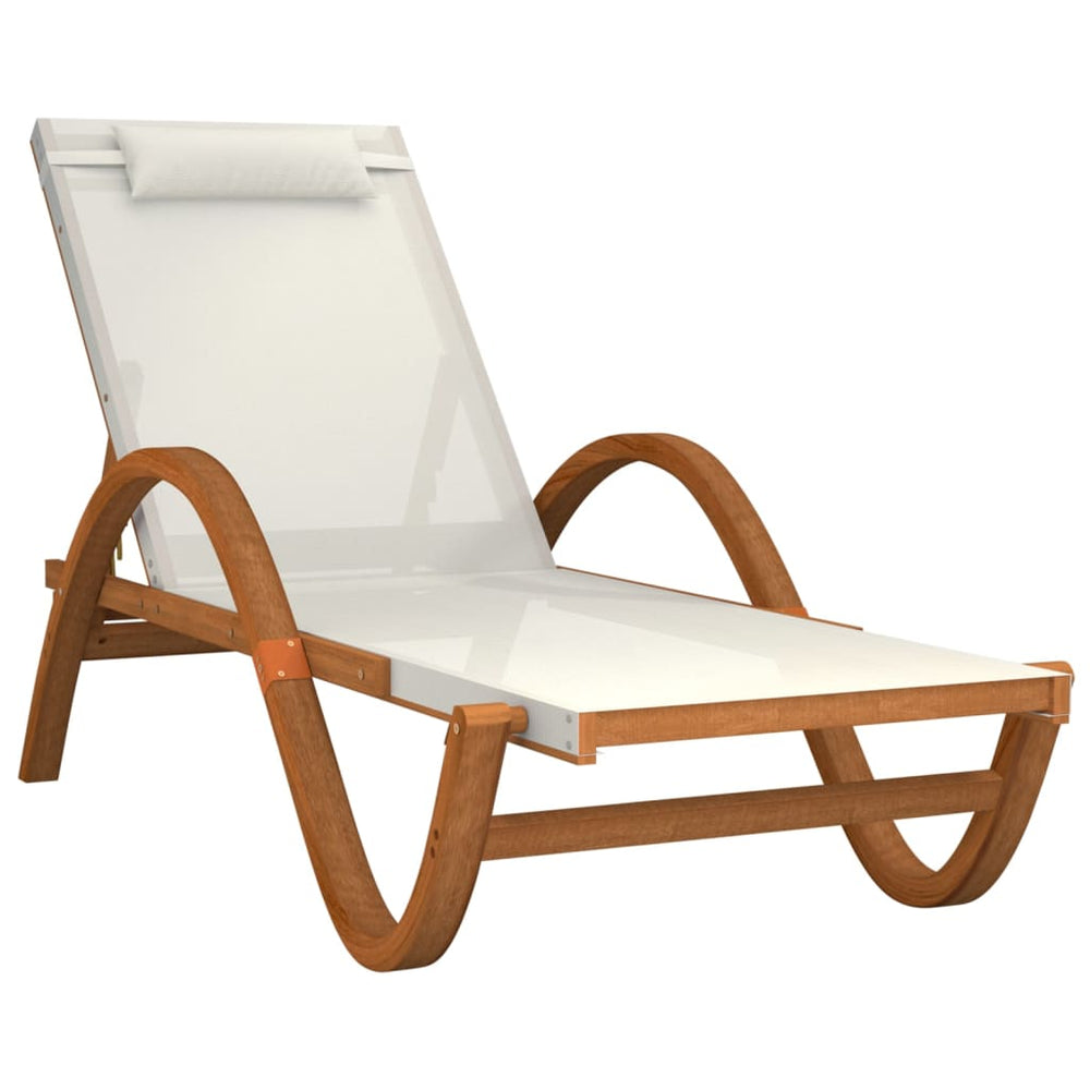 Sun Lounger With Pillow Textilene And Solid Wood Poplar