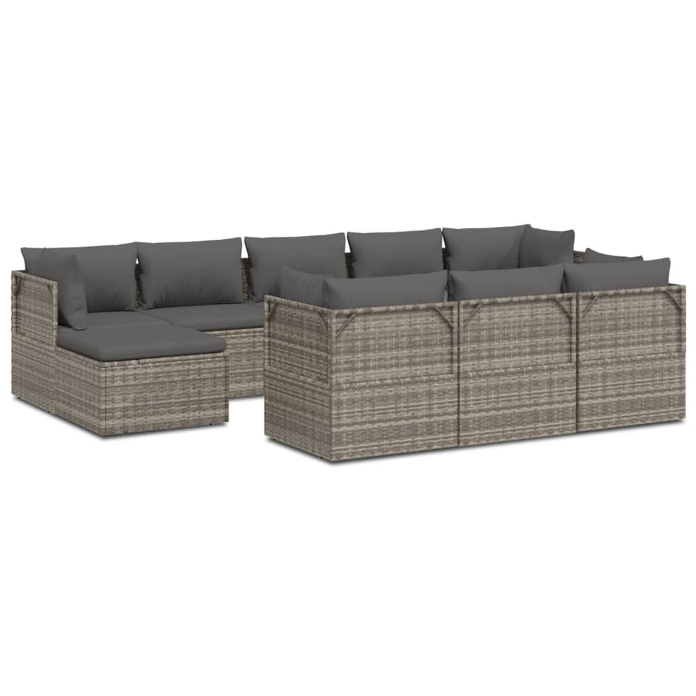 0 Piece Patio Lounge Set With Cushions Gray Poly Rattan