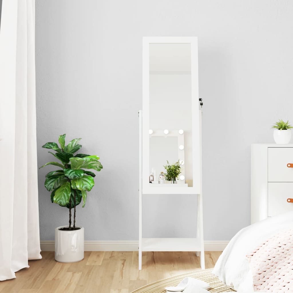 Mirror Jewellery Cabinet With Led Lights Free Standing