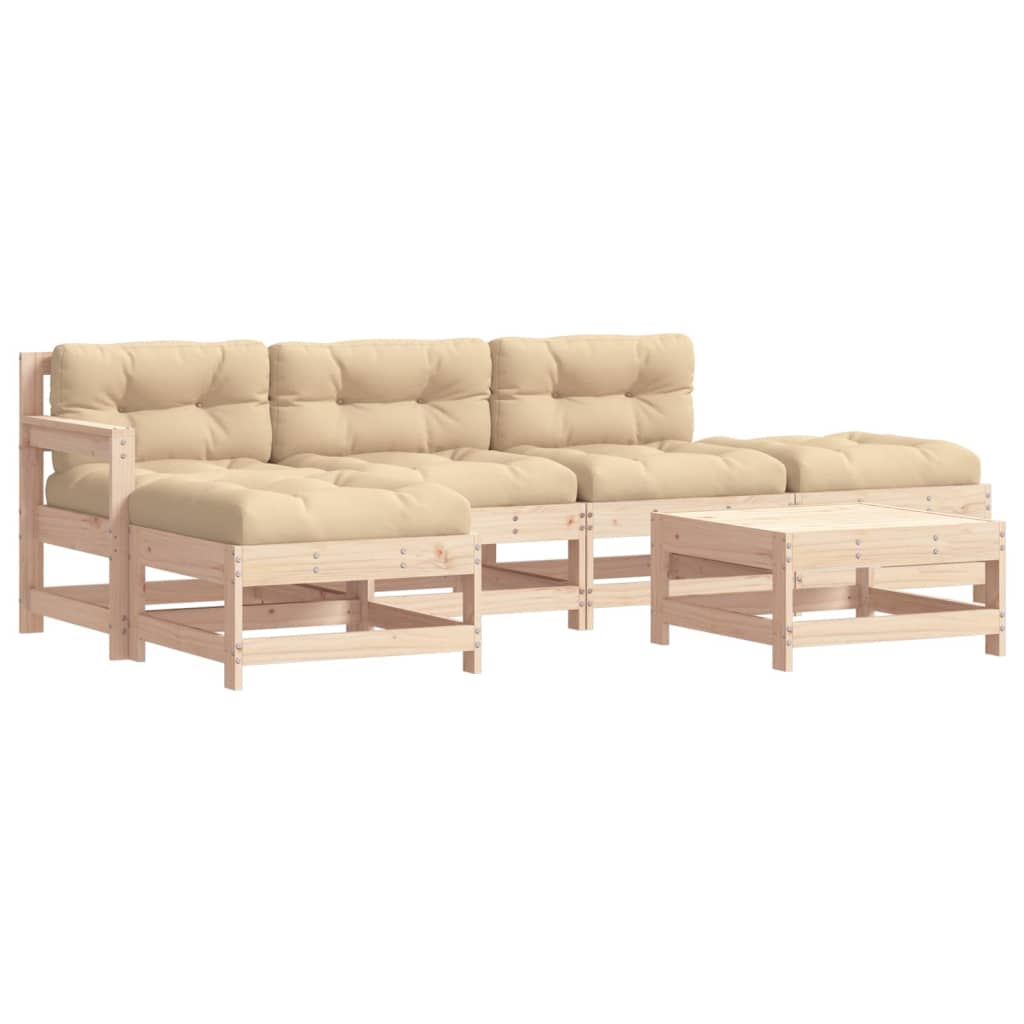 Piece Patio Lounge Set With Cushions Solid Wood