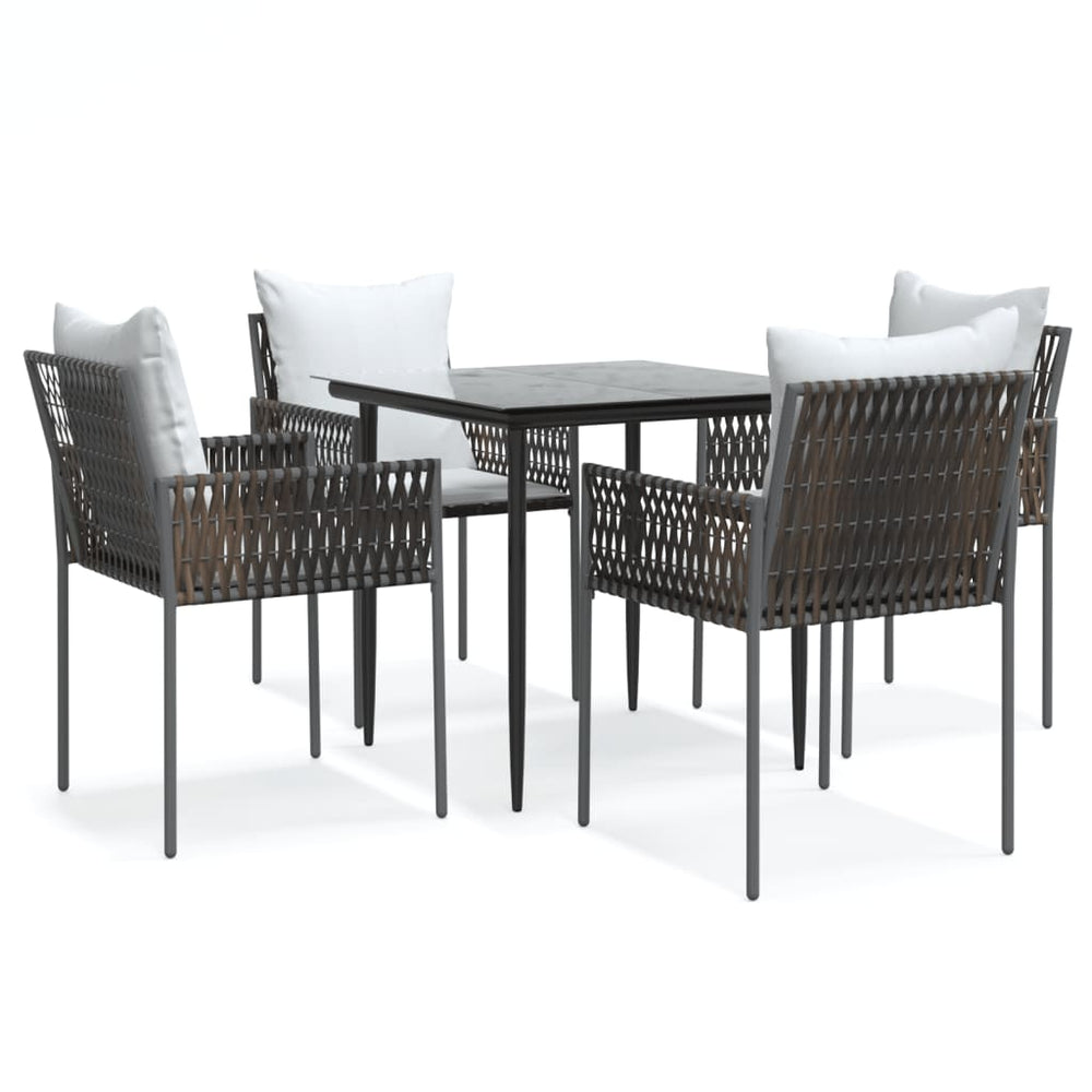 Piece Patio Dining Set With Cushions Poly Rattan And Steel
