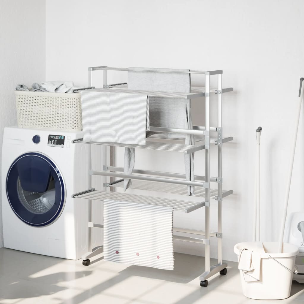 Laundry Drying Rack With Wheels 35&quot;X25.2&quot;X50.8&quot; Aluminum