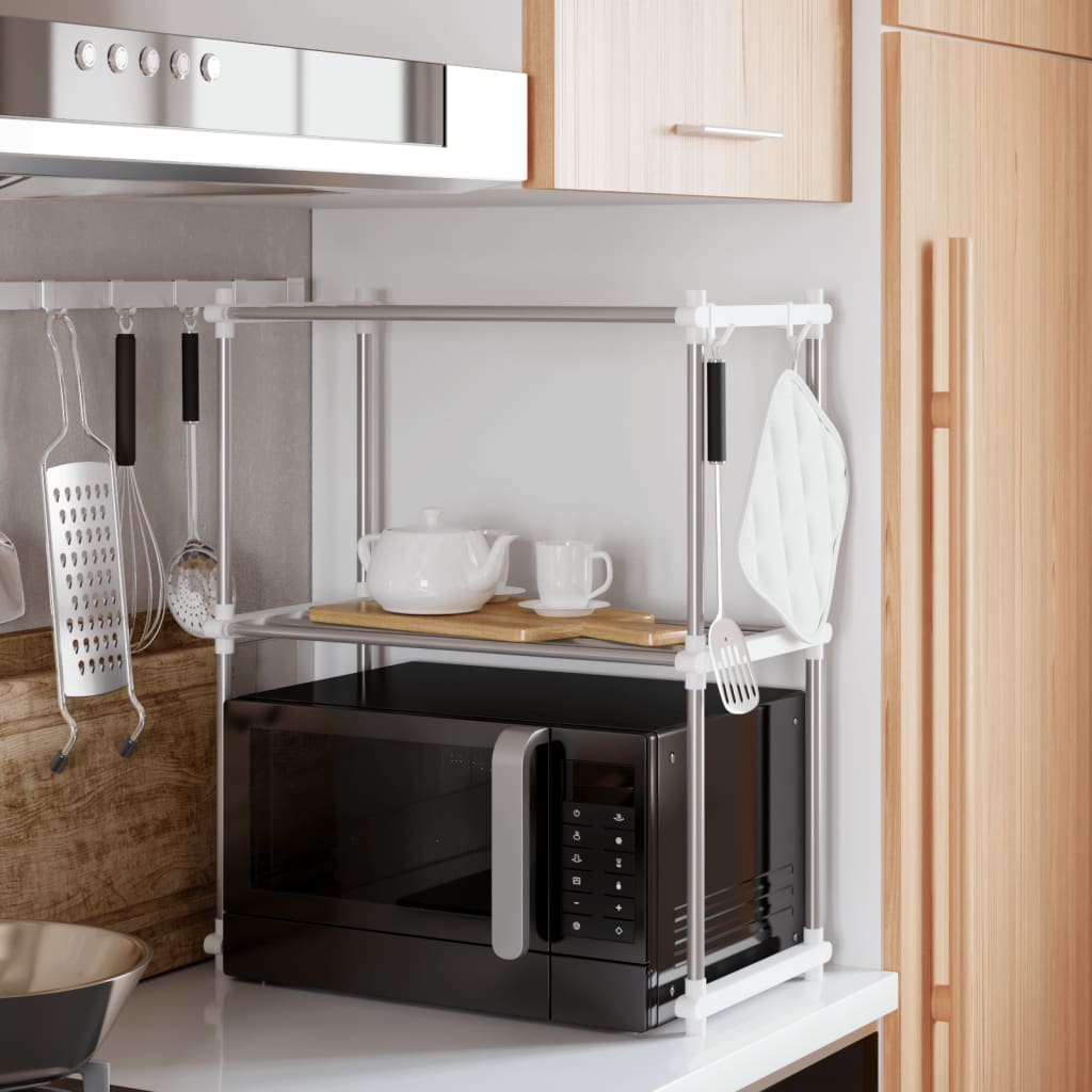 Microwave Shelf White 20.1&quot;X10.6&quot;X24.8&quot; Aluminum