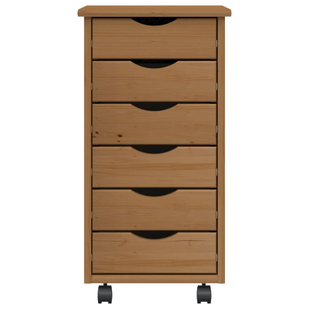 Rolling Cabinet With Drawers Moss Solid Wood Pine