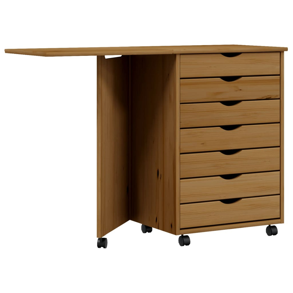 Rolling Cabinet With Desk Moss Solid Wood Pine