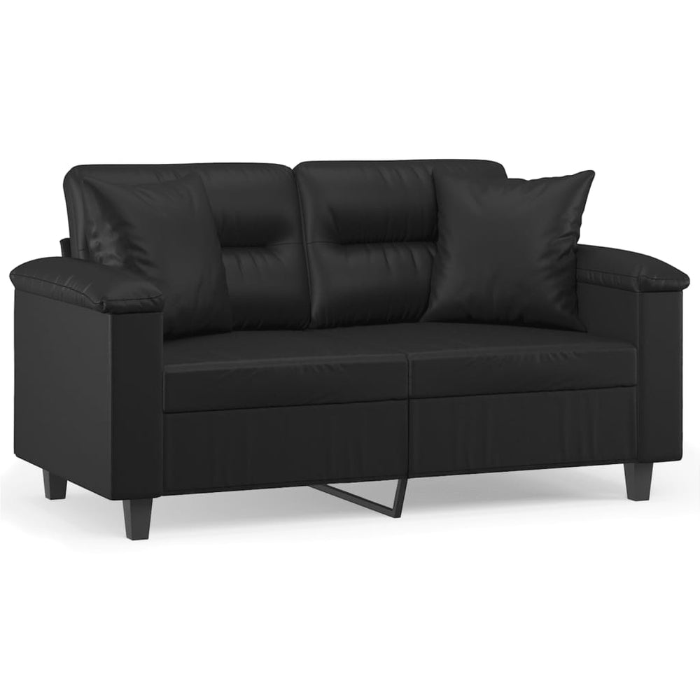 2-Seater Sofa With Throw Pillows Faux Leather