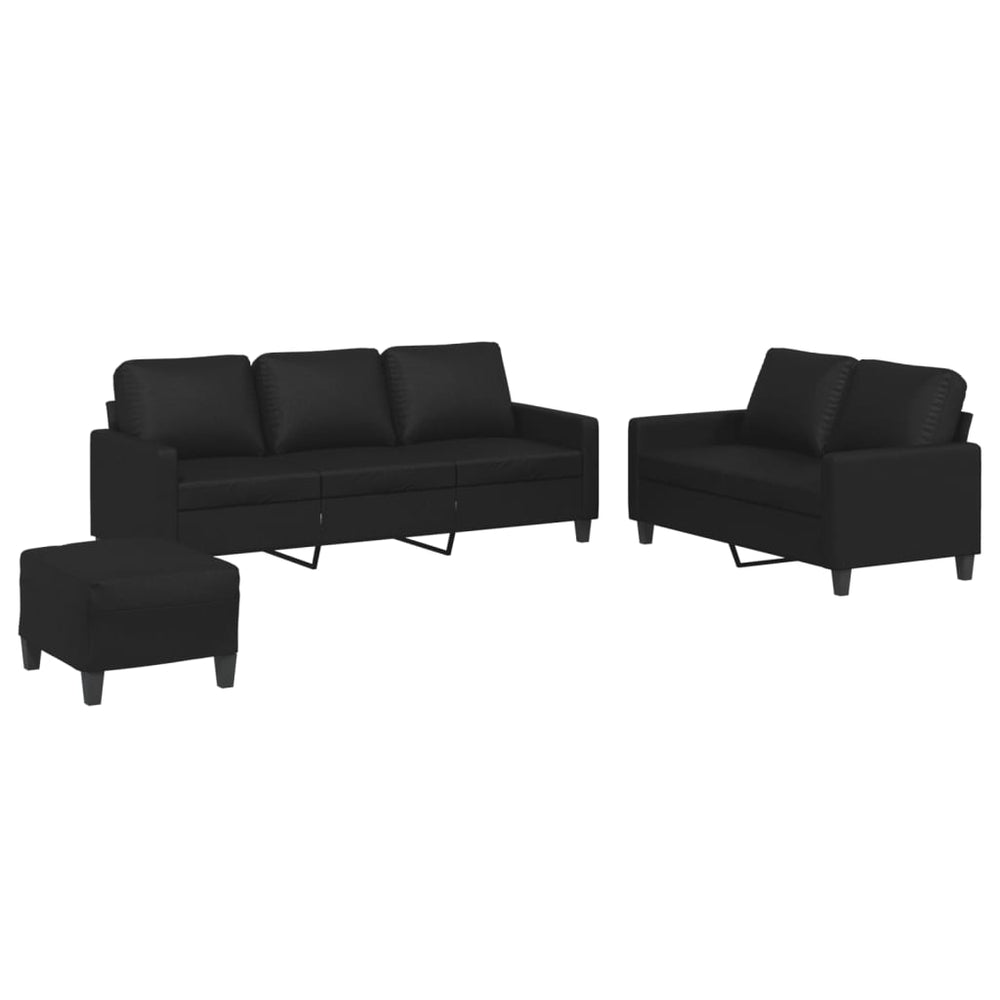 3 Piece Sofa Set With Cushions Faux Leather