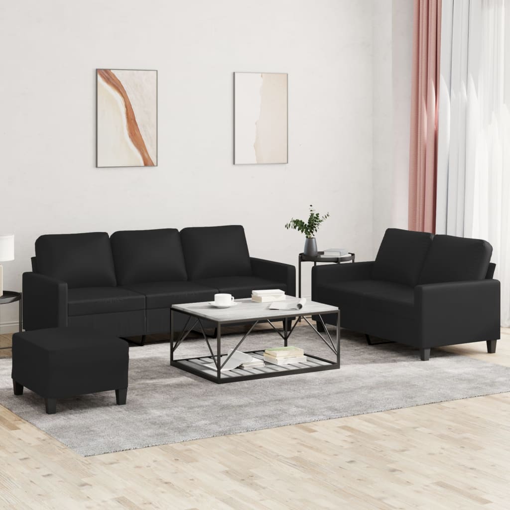 3 Piece Sofa Set With Cushions Faux Leather