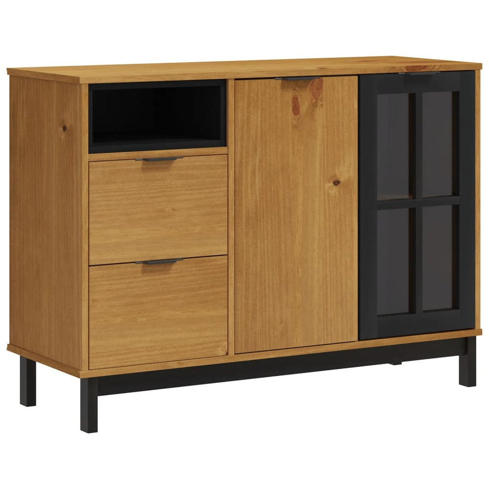 Sideboard With Glass Door Flam 43.3&quot;X15.7&quot;X31.5&quot; Solid Wood Pine