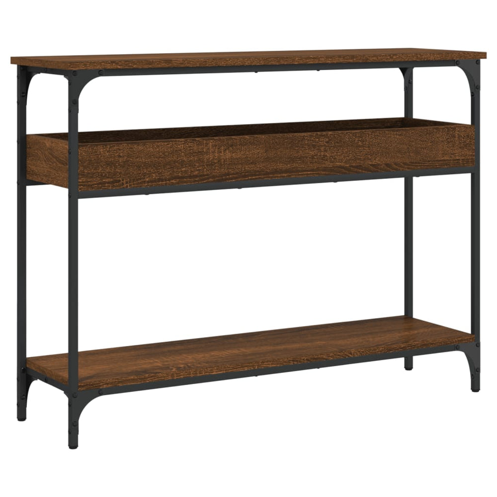 Console Table With Shelf Brown Oak 39.4&quot;X11.4&quot;X29.5&quot; Engineered Wood