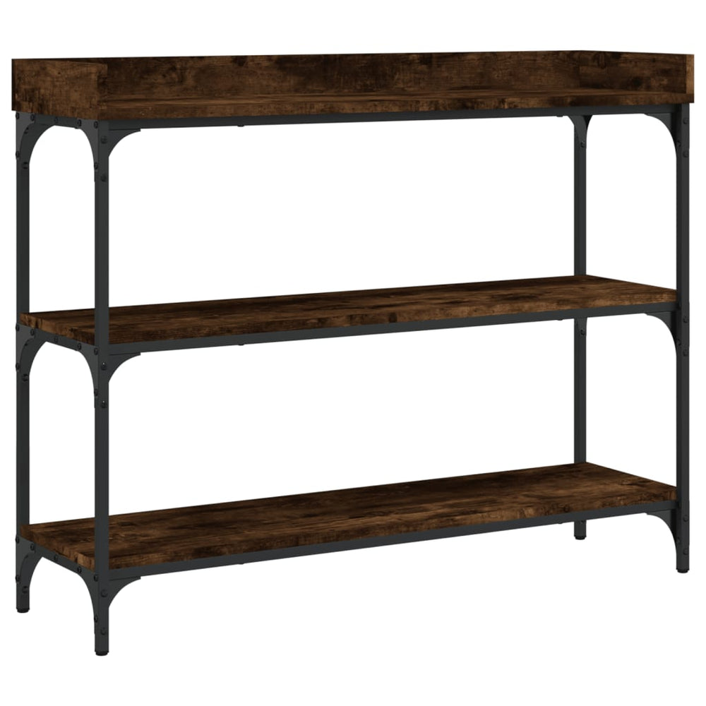 Console Table With Shelves Smoked Oak 39.4&quot;X11.8&quot;X31.5&quot;